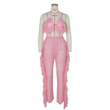 Sexy Knit Tassel Hollow Out Two Piece Pant Sets ZSD-0225