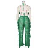 Sexy Knit Tassel Hollow Out Two Piece Pant Sets ZSD-0225