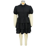 Plus Size Solid Loose Casual Dress NNWF-7851