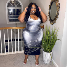 Plus Size Fashion Sleeveless Vest Long Dress SH-390533