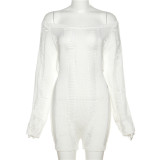 Sexy Off Shoulder Hollow Knit Rompers XEF-W23Q25871