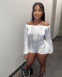 Sexy Off Shoulder Hollow Knit Rompers XEF-W23Q25871
