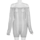 Sexy Off Shoulder Hollow Knit Rompers XEF-W23Q25871