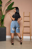 Fashion Holes Tassel Five Point Jeans HMS-7002