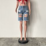 Fashion Holes Tassel Five Point Jeans HMS-7002
