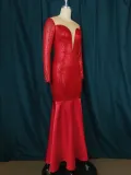 Plus Size Sexy Elegant Sequin Spliced Party Fishtail Dress GKEN-030102