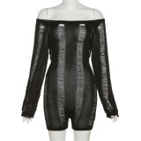 Sexy Off Shoulder Hollow Knit Rompers XEF-W23Q25871