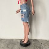 Fashion Holes Tassel Five Point Jeans HMS-7002