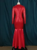Plus Size Sexy Elegant Sequin Spliced Party Fishtail Dress GKEN-030102
