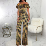 Fashion One Shoulder Print Jumpsuit SMR-11989