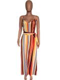 Fashion Print Sling Loose Sling Maxi Dress XMY-9432