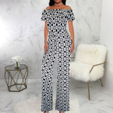Fashion One Shoulder Print Jumpsuit SMR-11989