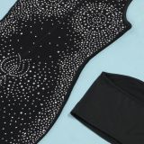 Plus Size Hot Drill Sleeveless Evening Dress 3 Piece Set NY-2727