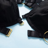 Metal Buckle Splice Hollow Out Bra Sexy Erotic Lingerie GAXL-2035