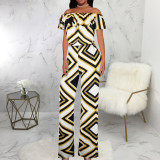 Fashion One Shoulder Print Jumpsuit SMR-11989