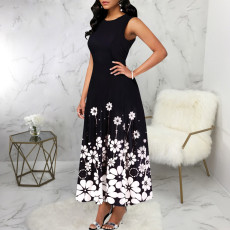 Plus Size Print Sleeveless O Neck Maxi Dress SMR-12024