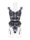 Embroidery Mesh Flower Bra Erotic Lingerie Set GAXL-2002