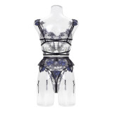 Embroidery Mesh Flower Bra Erotic Lingerie Set GAXL-2002
