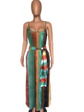 Fashion Print Sling Loose Sling Maxi Dress XMY-9432