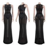 Plus Size Hot Drill Sleeveless Evening Dress 3 Piece Set NY-2727