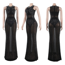 Plus Size Hot Drill Sleeveless Evening Dress 3 Piece Set NY-2727