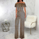Fashion One Shoulder Print Jumpsuit SMR-11989