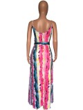 Fashion Print Sling Loose Sling Maxi Dress XMY-9432