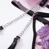 Embroidery Mesh Flower Bra Erotic Lingerie Set GAXL-2009