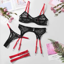 Sexy Mesh Polka Dot Bra Lingerie Set GAXL-2014