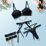 Metal Buckle Splice Hollow Out Bra Sexy Erotic Lingerie GAXL-2035