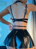 Solid Leather Sexy Lingerie Set GAXL-10168