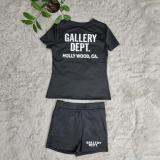 Letter Print Short Sleeve Two Piece Shorts Set GYSF-2837