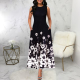 Plus Size Print Sleeveless O Neck Maxi Dress SMR-12024