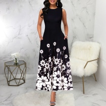 Plus Size Print Sleeveless O Neck Maxi Dress SMR-12024