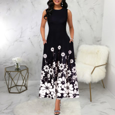 Plus Size Print Sleeveless O Neck Maxi Dress SMR-12024