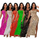 Fashion Knits Sequin Hollow Out Maxi Dress TR-1265