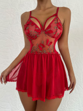 Perspective Sexy Butterfly Embroidery Pajama Set GAXL-109801