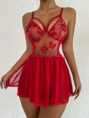 Perspective Sexy Butterfly Embroidery Pajama Set GAXL-109801