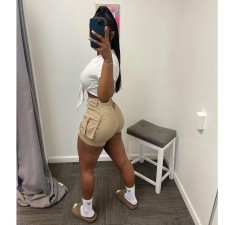 Solid Color Tie Up Crop Tops GSMJ-6896