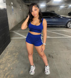 Casual Sport Solid Vest And Shorts Two Piece Set XYF-9306