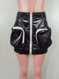 Solid Color Zipper Short Skirt LSL-6511