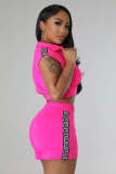 Solid Zipper Crop Tops And Shorts Two Piece Set YD-8746