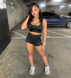 Casual Sport Solid Vest And Shorts Two Piece Set XYF-9306