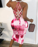 Faux Denim Print Sleeveless Midi Dress YH-5287