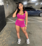 Casual Sport Solid Vest And Shorts Two Piece Set XYF-9306
