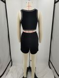 Digital Printed Solid Vest And Shorts Two Piece Set YIM-343
