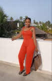 Solid Sleeveless Bandage Two Piece Pants Set FSL-F209