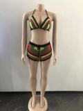 Sexy Color Block Bra And Shorts Beach Two Piece Set OSM-4396