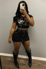 Sexy Solid Color Denim Short Skirt GCNF-0215