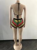Sexy Color Block Bra And Shorts Beach Two Piece Set OSM-4396